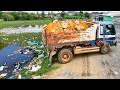First Amazing Opening Project.! Landfill Delete Flooded Using Skills Dozer Pushing Stone Into Water