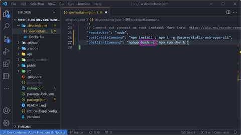 How to run a project when a dev container starts