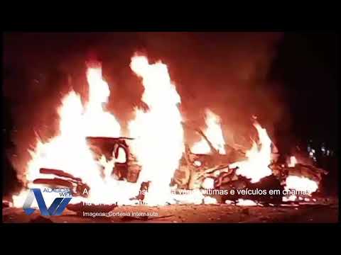 Acidente de trânsito deixa várias vítimas e veículos em chamas na BR 316 em Alagoas