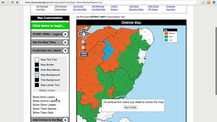 UK Postcode Areas and Districts Map Colouring Tool Tutorial