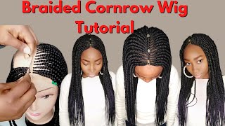 Realistic No Human Hair Closure Cornrow Braided Wig / Beginners Friendly Tutorial