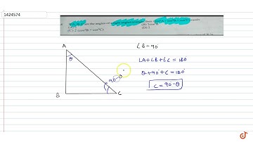 If `A, B, C` are the angles of a right angled triangle, then `(cos^2A+ cos^2B+ cos^2C)` equals