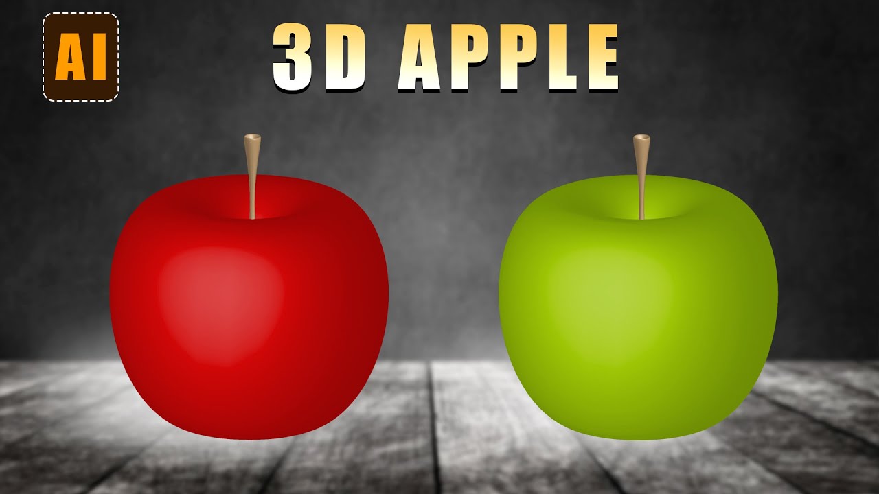 How to make 3d apple in illustrator | 3d apple illustrator | 3d design ...