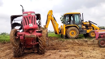 Jcb 3dx Eco Xcellence Machine Loading Mud In Mahindra 475 Di Tractor And Mahindra 475 Di 4x4 Tractor