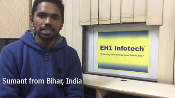 Sumant from Bihar giving EH1-Infotech Cybersecurity Ethical Hacking Training Feedback