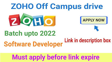 Zoho OFF Campus Hiring for Software Developers - No % Criteria, Apply Now!