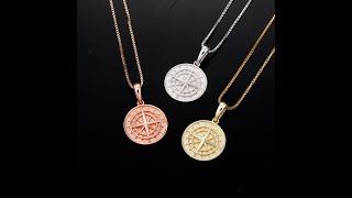 Kleos Sterling Silver Compass Pendant
