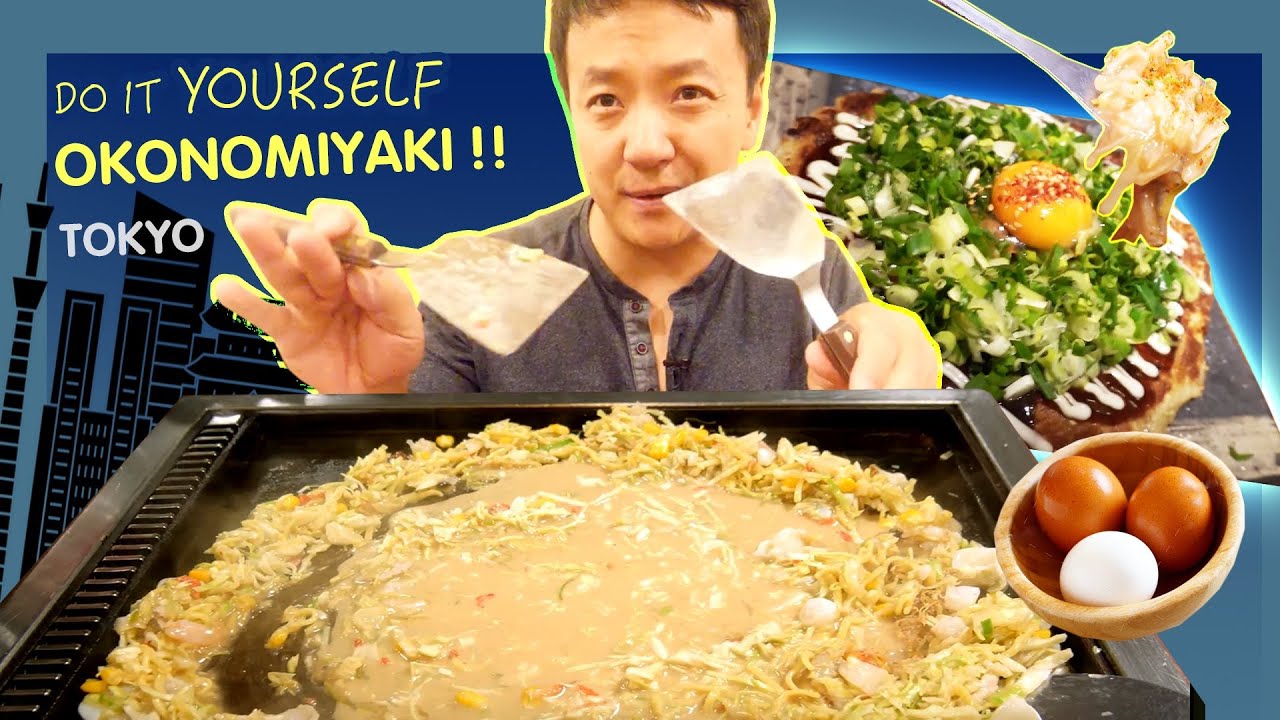 Do It Yourself OKONOMIYAKI "Japanese Pizza" MUST TRY Monjayaki & YAKISOBA in Tokyo Japan | Strictly Dumpling