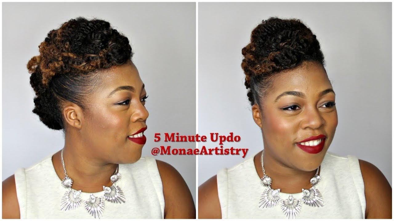 Easy 5 Minute Updo With Kinky Hair Youtube