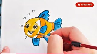 How to draw a cute fish for kids easy step by step drawing
