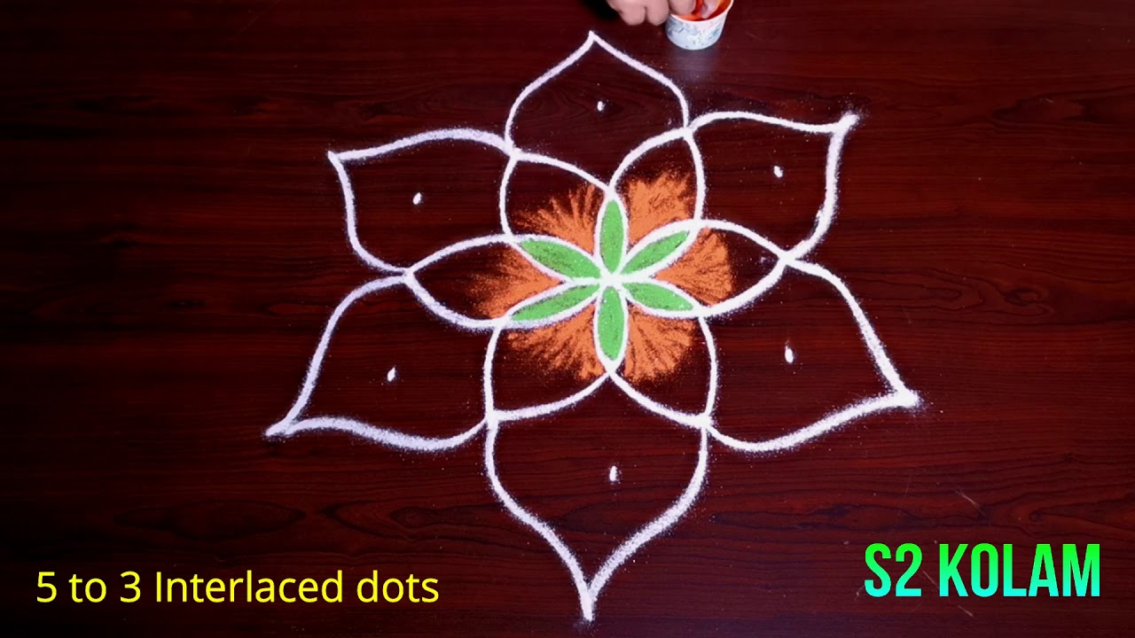 5X3 dots colour rangoli art painting easy kolam designs simple