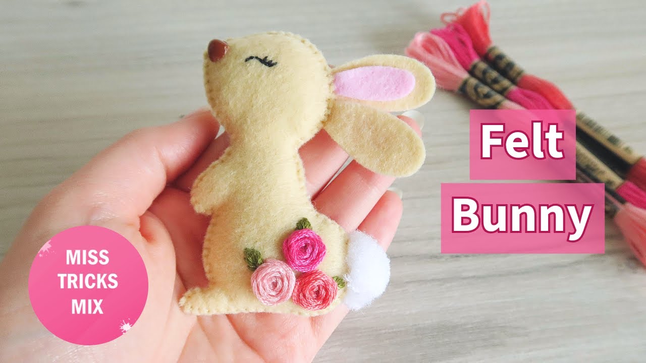 DIY: Cute Felt Easter Bunny | Felt Crafts | Easter Craft | Embroidery ...