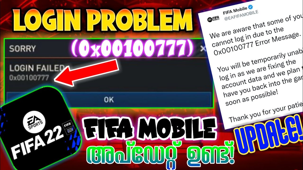 FIFA MOBILE LOGIN FAILED LOGIN FAILED 0x00100777 PROBLEM LOGIN 