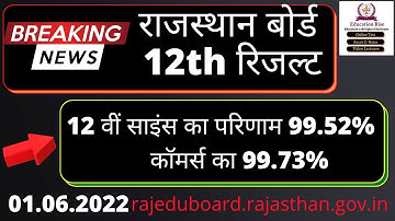 RBSE 12th result 2022 | 12 RBSE Result 2022 | 12th RBSE Result 2022