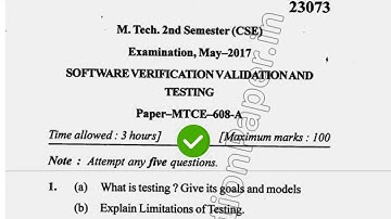 2017 Mdu Mtech CSE 2nd Sem Software Verification Question Paper