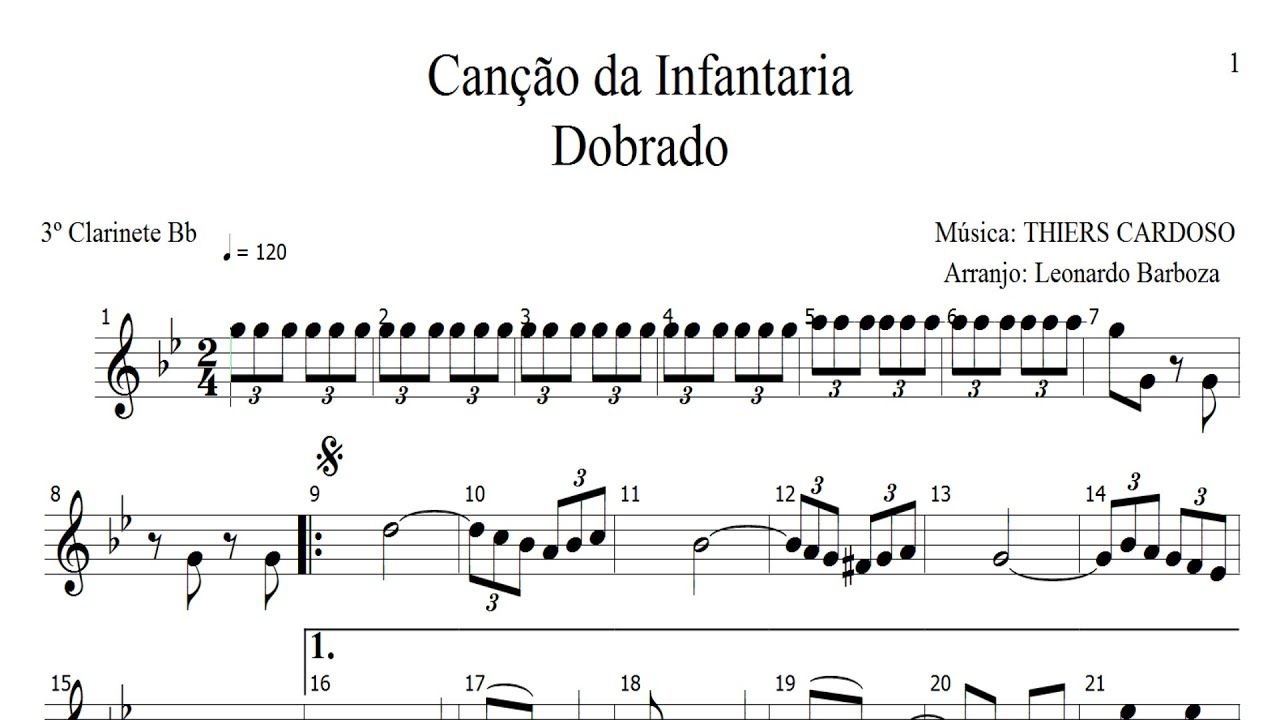 Partitura - Canção da Infantaria (Saxofone Alto em Mib) 