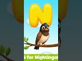 N for Nightingle | Alphabet Animals for Kids #shorts