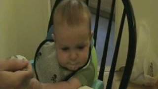 Ethan's first time eating rice cereal