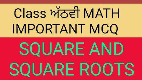 PSEB MCQ CLASS 8 MATH | Chapter 6 Squares and Square roots |