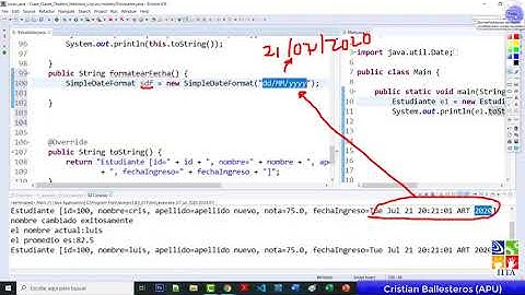Clases y métodos return en JAVA formatear Fecha Tipo Date a String usando SimpleDateFormat PART 1/2