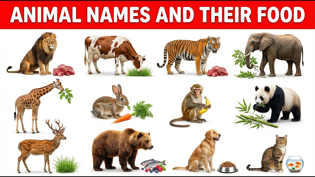 What Do Animals Eat? | Learn Animal Names with Pictures - YouTube