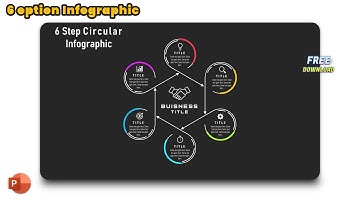77.PowerPoint FLAT Design - 6 Option Step Circular LINE infographic | office 365 | Free Download