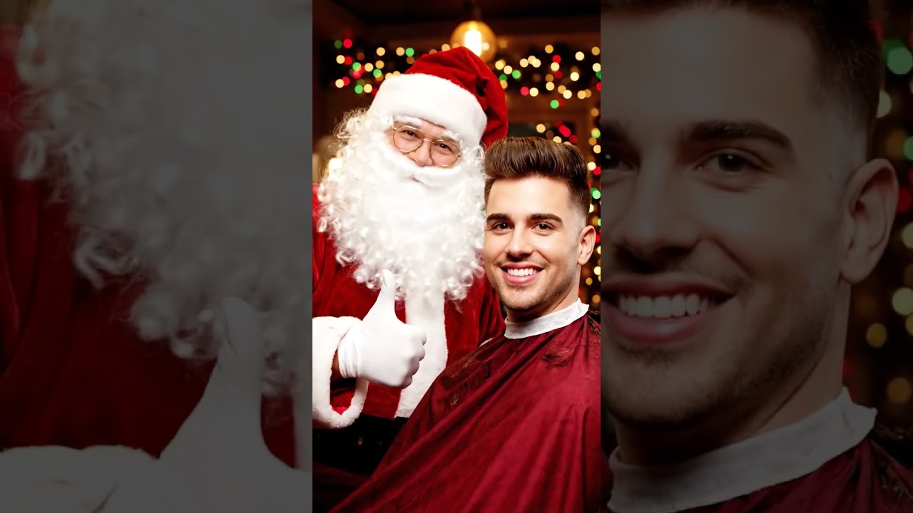 Santa shaping a clean festive NYC look fast holiday haircut near me