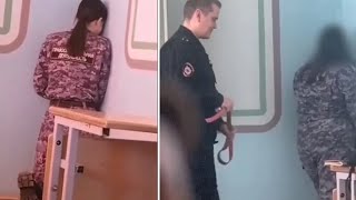 Полицейский ставит на колени студенток. Real Video