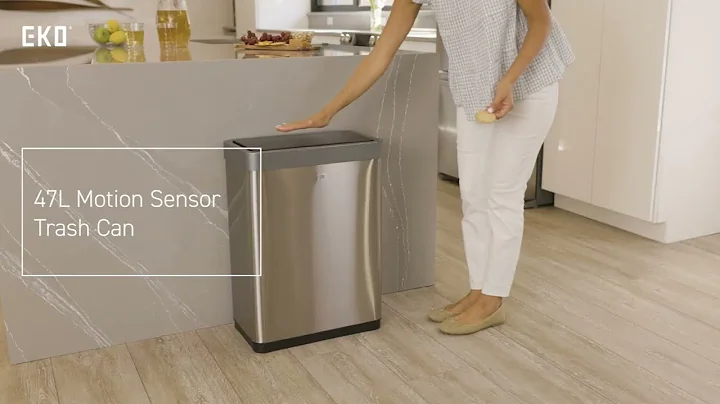 EKO Mirage-X 47 L / 12.4 Gal Touchless Rectangular Motion Sensor Trash Can with Removable Liner