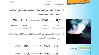 موازنة المعادلات الكيميائية للصف الثالث المتوسط (تفاعلات الصوديوم)