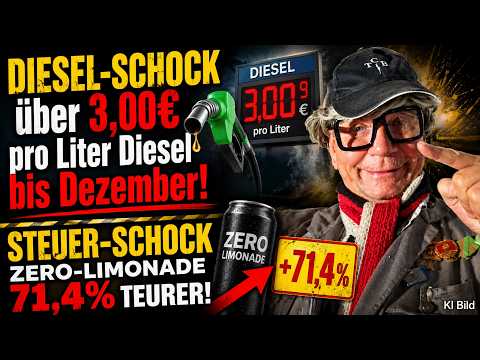 Diesel-Schock! Über 3,00€ pro Liter bis Dezember! Steuer-Schock! Zero-Limonade 71,4% teurer!