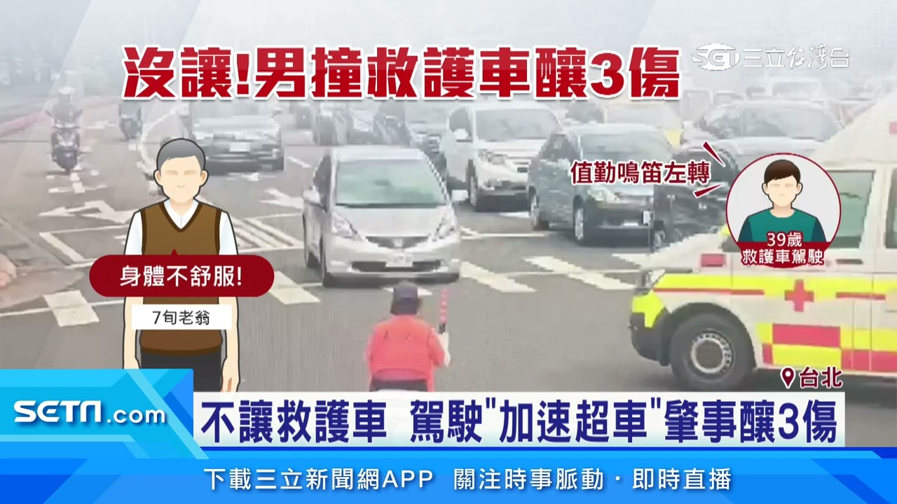 不讓救護車　駕駛加速超車肇事釀3傷｜三立新聞網 SETN.com