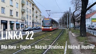 LINKA 22 - Bílá Hora-Vypich-Staré Strašnice-Nádraží Hostivař - TRAMVAJE PRAHY [4K]