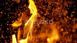 Fire Flames and Sparks in Super Slow Motion Isolated on Black. (Stock Footage)