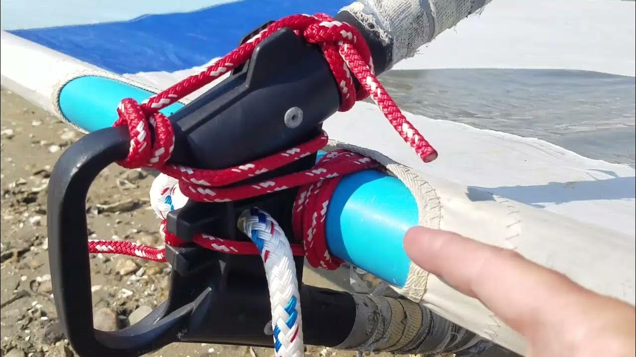 Windsurfer sail. How to attach to boom. YouTube