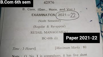 RETAIL MANAGEMENT QUESTION PAPER 2021-22. 6TH SEM QUESTION PAPER OF RETAIL MANAGEMENT 2021