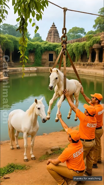 Horse fell into a well in the forest and was saved by the rescue team 😭 #ai #horse