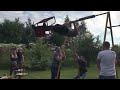 Drunk Russian On Swing Hits Fence