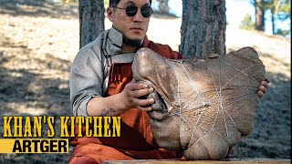 Mongolian GIANT BEEF RIBS cooked inside the SHEEP STOMACH | Khan's Kitchen