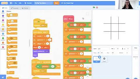 Best Scratch Coding Projects for kids and teenagers:  Tic Tac Toe Game