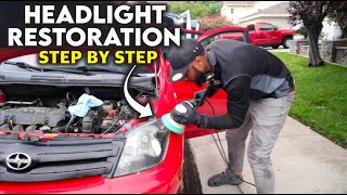 Headlight Restoration  Step by Step  Hunter's Mobile Detailing