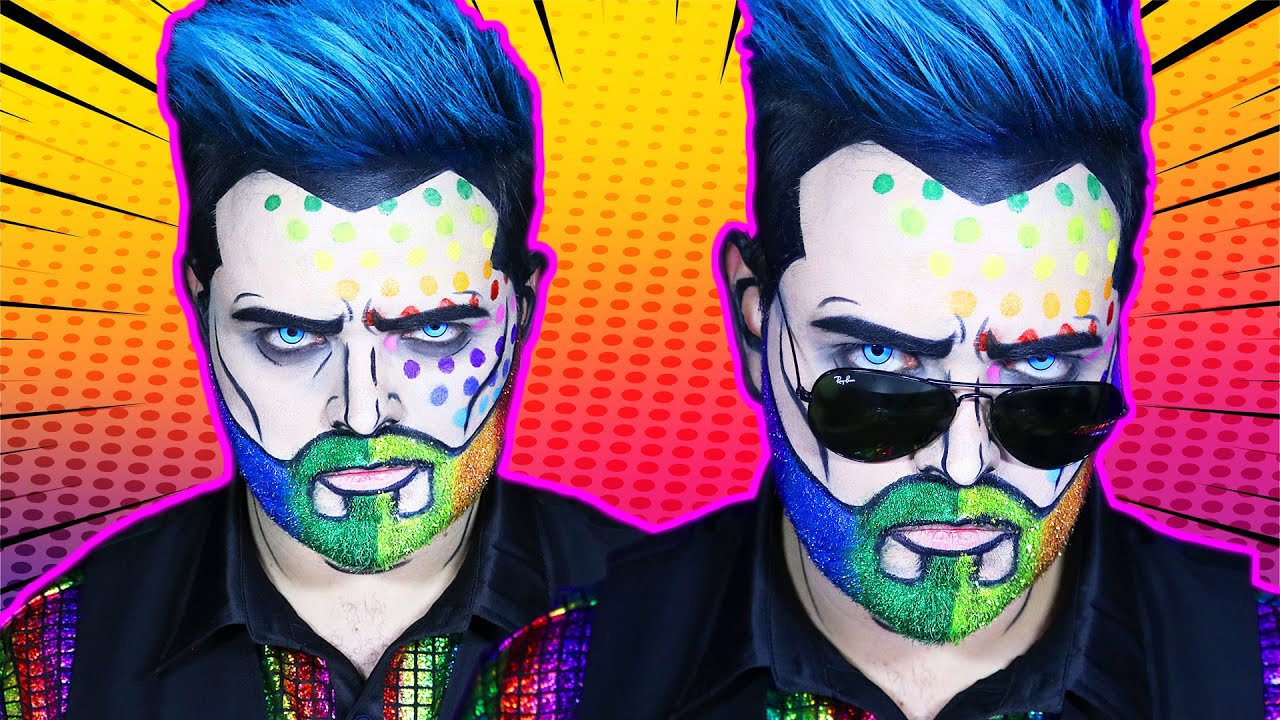 Glitter Beard Pop Art Pride Makeup