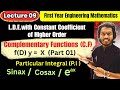 Lecture 09|Complementary Function and Particular Integral|PI of Sinax and cosax | Numericals Part 01