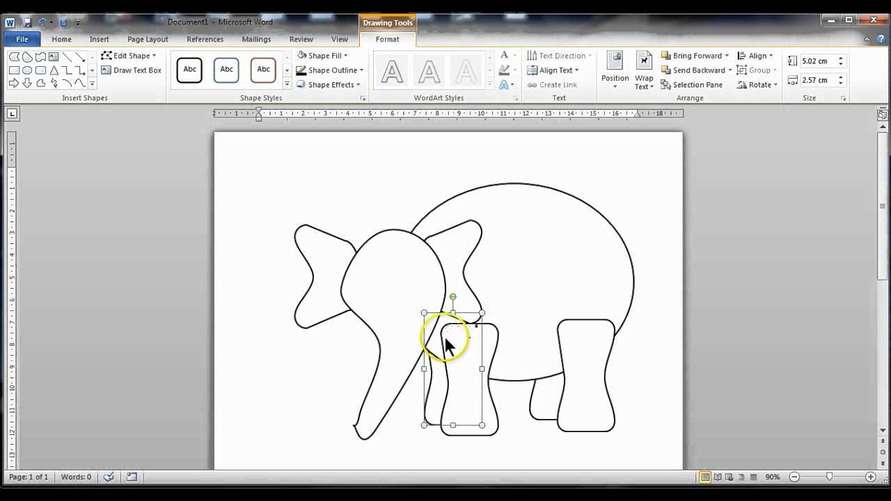 Draw An Elephant In Microsoft Word 10 Youtube