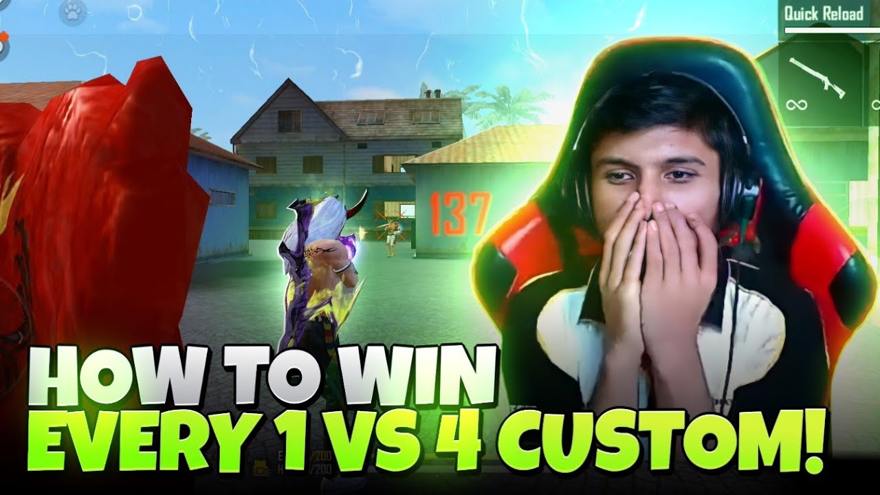 How To Clutch 1 Vs 4 In Custom 😱🔥 - Garena Free Fire - YouTube
