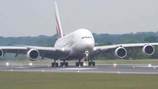 Close up Takeoffs &amp; Landings of Emirates A380, A350, 787, 767, A330 (with ATC)