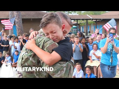 Airman hides in broom closet before school surprise | Militarykind