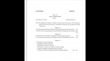 Inclusive school B.Ed sem 4 Previous year question paper Punjabi uni. Patiala #youtubeshorts