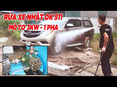 Video Đầu Rửa Xe Nhật Bản OK511 Lắp Mô Tơ 1 Pha 3Kw Toàn... - youtube