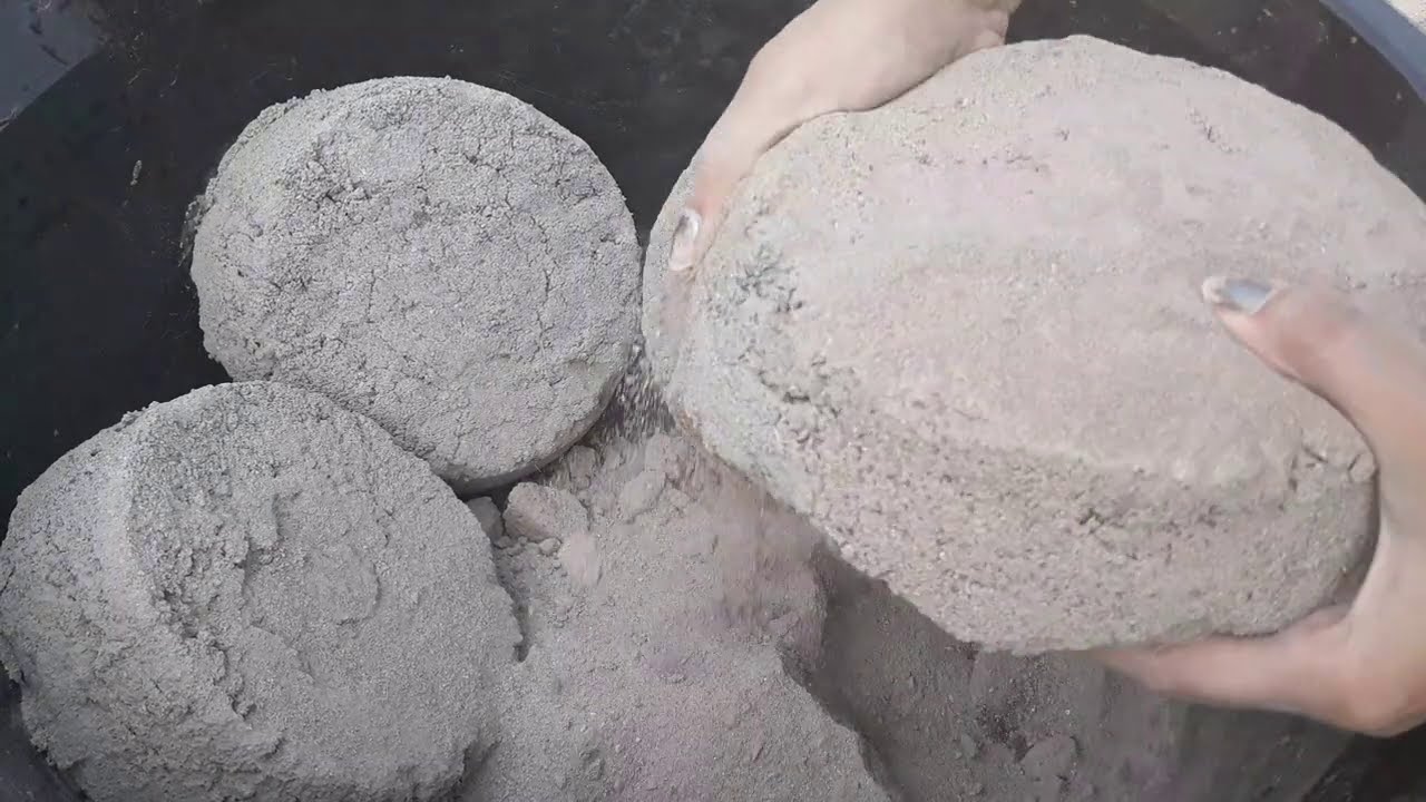 Sand Cement + dirt Cakes Crumbling Dry & In Water || sand play|| Paste ...